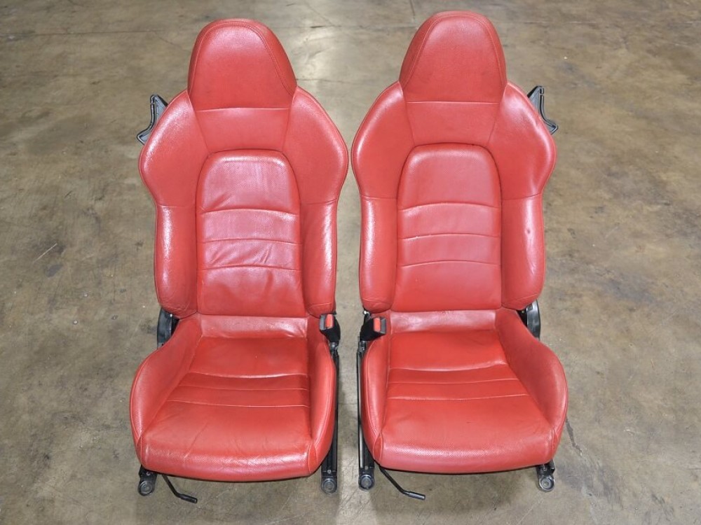 04-09 HONDA S2000 LEATHER SEATS OEM AP1 AP2 S2K RED PAIR JDM